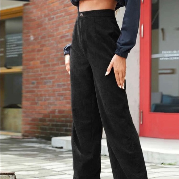 SHEIN Solid High Waist Corduroy Straight Leg Pant size small - Picture 5 of 8